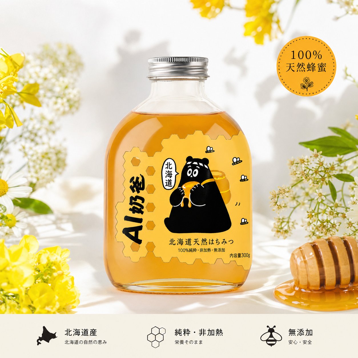 AI 奶爸蜂蜜瓶特写